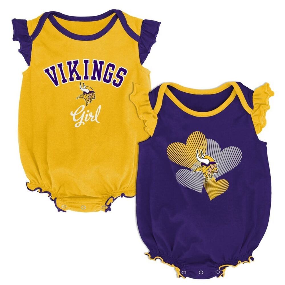 NWT Girls’ Minnesota Vikings 2-Piece Bodysuit Set – Size 0–3 Months - Picture 2 of 5